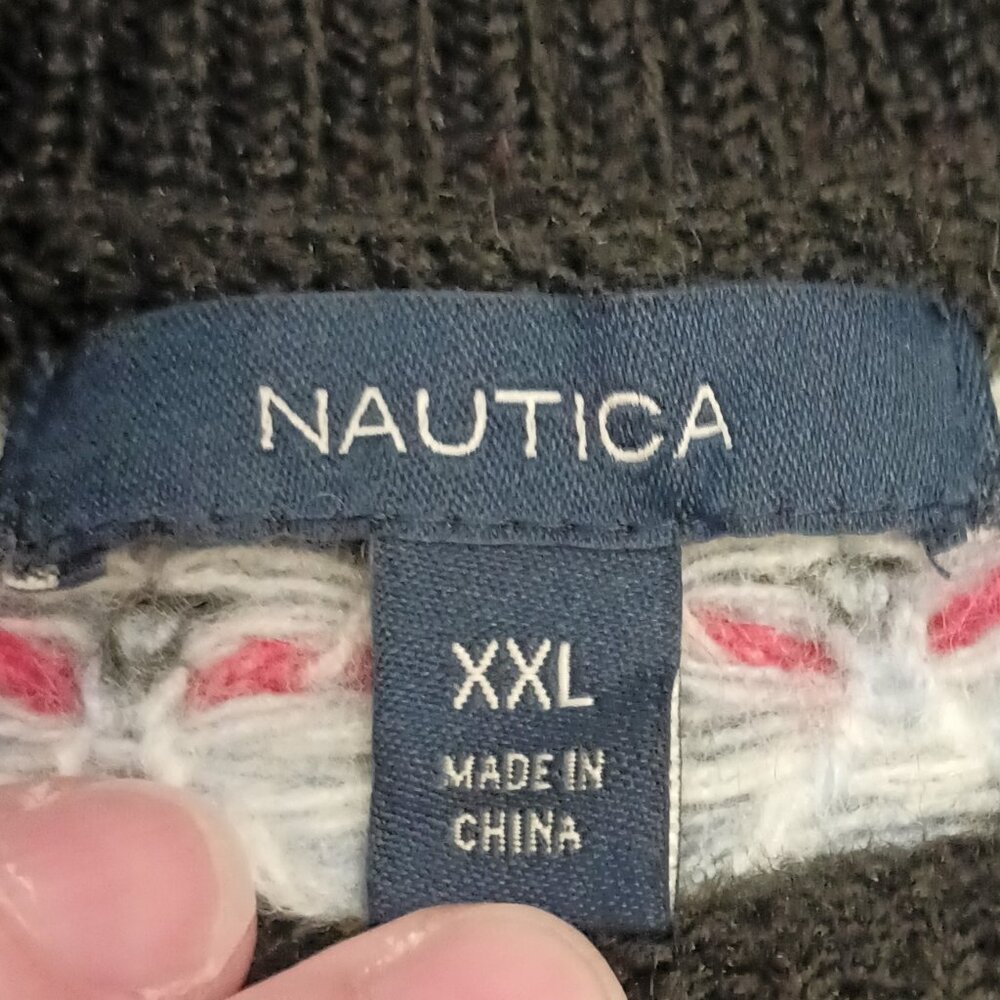 Nautica Size XXL Red and navy Fair Isle Sweater - Picture 2 of 13